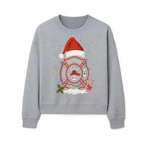 Firefighter Christmas Ornament with Santa Hat, Holiday Lights, & Candy Cane - Festive Decor for Firefighter Appreciation - Sweatshirt 1757914247111.jpg