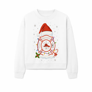Firefighter Christmas Ornament with Santa Hat, Holiday Lights, & Candy Cane - Festive Decor for Firefighter Appreciation - Sweatshirt 1757914247253.jpg