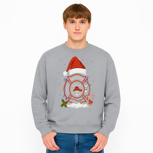 Firefighter Christmas Ornament with Santa Hat, Holiday Lights, & Candy Cane - Festive Decor for Firefighter Appreciation - Sweatshirt 1757914248396.jpg