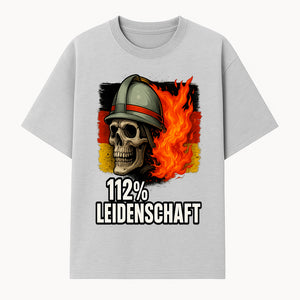 Firefighter Skull Graphic Tee - 112% Leidenschaft Germany Design - Firefighter Apparel for Passionate Heroes - T-shirt 1757914262867.jpg