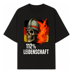 Firefighter Skull Graphic Tee - 112% Leidenschaft Germany Design - Firefighter Apparel for Passionate Heroes - T-shirt 1757914263034.jpg