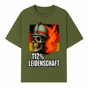 Firefighter Skull Graphic Tee - 112% Leidenschaft Germany Design - Firefighter Apparel for Passionate Heroes - T-shirt 1757914263334.jpg