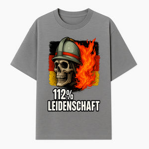 Firefighter Skull Graphic Tee - 112% Leidenschaft Germany Design - Firefighter Apparel for Passionate Heroes - T-shirt 1757914263487.jpg