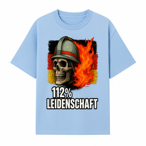 Firefighter Skull Graphic Tee - 112% Leidenschaft Germany Design - Firefighter Apparel for Passionate Heroes - T-shirt 1757914263631.jpg