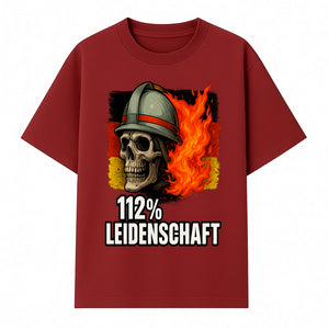 Firefighter Skull Graphic Tee - 112% Leidenschaft Germany Design - Firefighter Apparel for Passionate Heroes - T-shirt 1757914264039.jpg