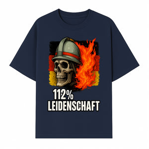 Firefighter Skull Graphic Tee - 112% Leidenschaft Germany Design - Firefighter Apparel for Passionate Heroes - T-shirt 1757914264181.jpg