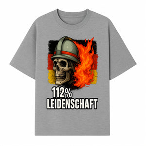 Firefighter Skull Graphic Tee - 112% Leidenschaft Germany Design - Firefighter Apparel for Passionate Heroes - T-shirt 1757914264418.jpg