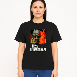 Firefighter Skull Graphic Tee - 112% Leidenschaft Germany Design - Firefighter Apparel for Passionate Heroes - T-shirt 1757914265857.jpg