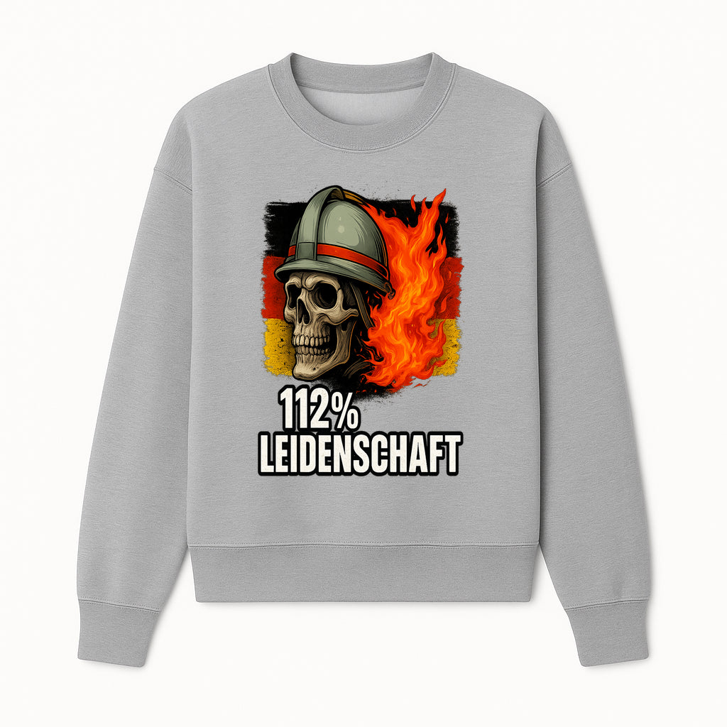 Firefighter Skull Graphic Tee - 112% Leidenschaft Germany Design - Firefighter Apparel for Passionate Heroes - Sweatshirt 1757914265999.jpg