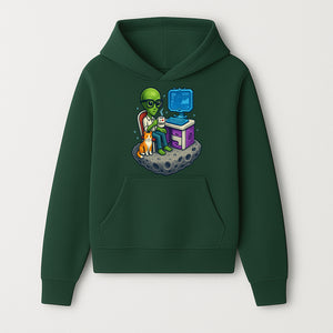 Funny Alien Astronaut Desk Decor with Cat, 'I Love Boots' Mug, Outer Space Theme, Gaming Room Art, Quirky Home Decor - Hoodie 1758004697514.jpg