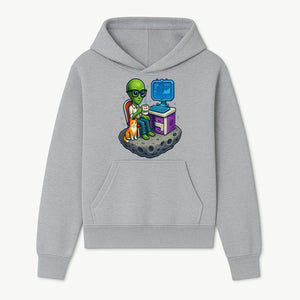 Funny Alien Astronaut Desk Decor with Cat, 'I Love Boots' Mug, Outer Space Theme, Gaming Room Art, Quirky Home Decor - Hoodie 1758004698659.jpg