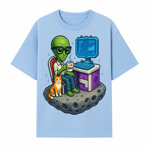 Funny Alien Astronaut Desk Decor with Cat, 'I Love Boots' Mug, Outer Space Theme, Gaming Room Art, Quirky Home Decor - T-shirt 1758004701128.jpg