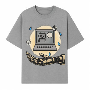 Robot Hand and Laptop Design - Tech-Inspired Art Print for AI Enthusiasts - T-shirt 1758004701201.jpg