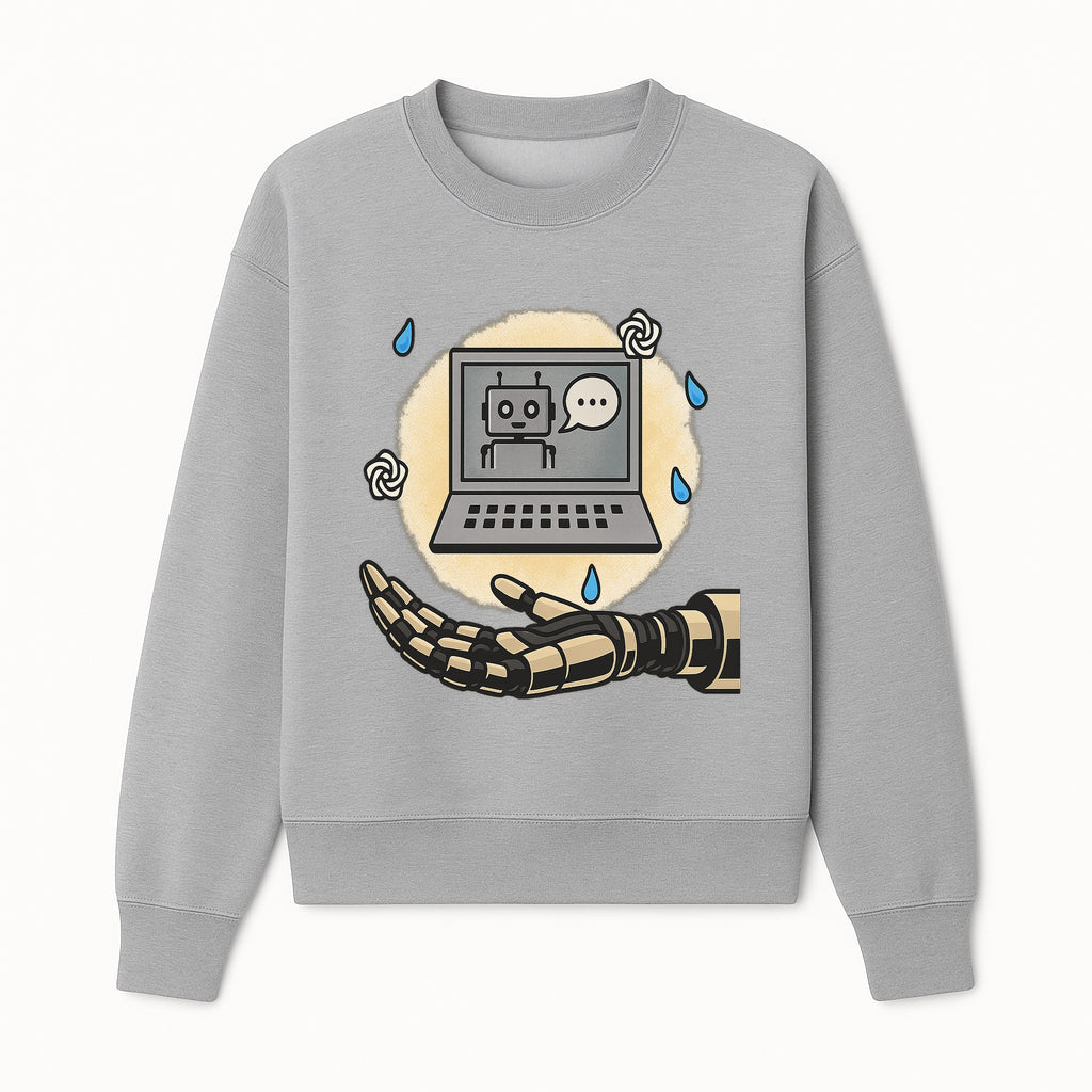 Robot Hand and Laptop Design - Tech-Inspired Art Print for AI Enthusiasts - Sweatshirt 1758004702840.jpg