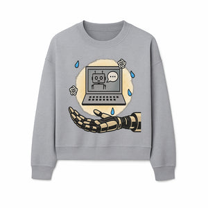 Robot Hand and Laptop Design - Tech-Inspired Art Print for AI Enthusiasts - Sweatshirt 1758004704351.jpg