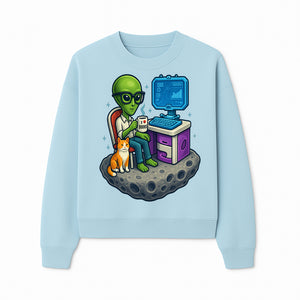 Funny Alien Astronaut Desk Decor with Cat, 'I Love Boots' Mug, Outer Space Theme, Gaming Room Art, Quirky Home Decor - Sweatshirt 1758004704411.jpg