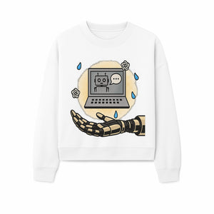 Robot Hand and Laptop Design - Tech-Inspired Art Print for AI Enthusiasts - Sweatshirt 1758004704487.jpg