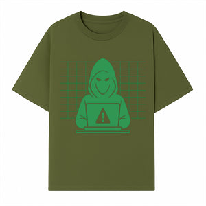 Cybersecurity Hacker Hoodie Design - Green Digital Illustration, Warning Alert, Tech Theme, Perfect for Tech Enthusiasts and Gamers - T-shirt 1758004705450.jpg