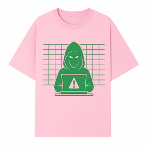 Cybersecurity Hacker Hoodie Design - Green Digital Illustration, Warning Alert, Tech Theme, Perfect for Tech Enthusiasts and Gamers - T-shirt 1758004705968.jpg