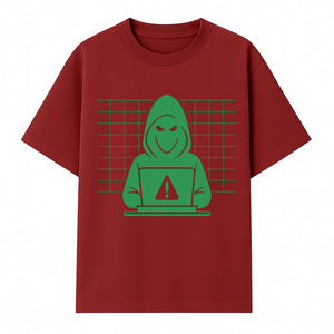 Cybersecurity Hacker Hoodie Design - Green Digital Illustration, Warning Alert, Tech Theme, Perfect for Tech Enthusiasts and Gamers - T-shirt 1758004706152.jpg