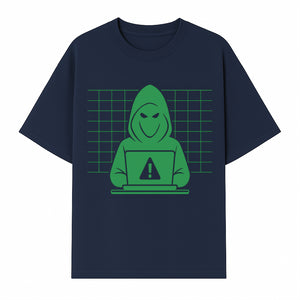 Cybersecurity Hacker Hoodie Design - Green Digital Illustration, Warning Alert, Tech Theme, Perfect for Tech Enthusiasts and Gamers - T-shirt 1758004706255.jpg