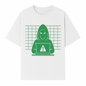 Cybersecurity Hacker Hoodie Design - Green Digital Illustration, Warning Alert, Tech Theme, Perfect for Tech Enthusiasts and Gamers - T-shirt 1758004706731.jpg