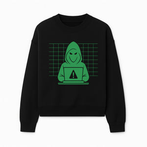 Cybersecurity Hacker Hoodie Design - Green Digital Illustration, Warning Alert, Tech Theme, Perfect for Tech Enthusiasts and Gamers - Sweatshirt 1758004708323.jpg