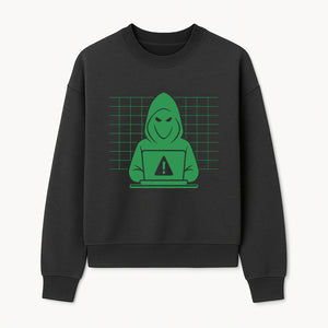 Cybersecurity Hacker Hoodie Design - Green Digital Illustration, Warning Alert, Tech Theme, Perfect for Tech Enthusiasts and Gamers - Sweatshirt 1758004708477.jpg