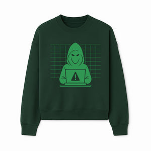 Cybersecurity Hacker Hoodie Design - Green Digital Illustration, Warning Alert, Tech Theme, Perfect for Tech Enthusiasts and Gamers - Sweatshirt 1758004708629.jpg