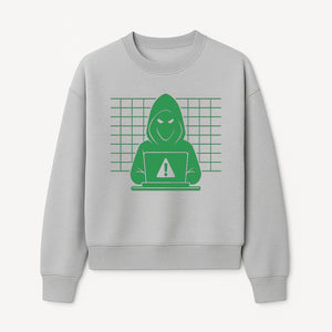 Cybersecurity Hacker Hoodie Design - Green Digital Illustration, Warning Alert, Tech Theme, Perfect for Tech Enthusiasts and Gamers - Sweatshirt 1758004708820.jpg