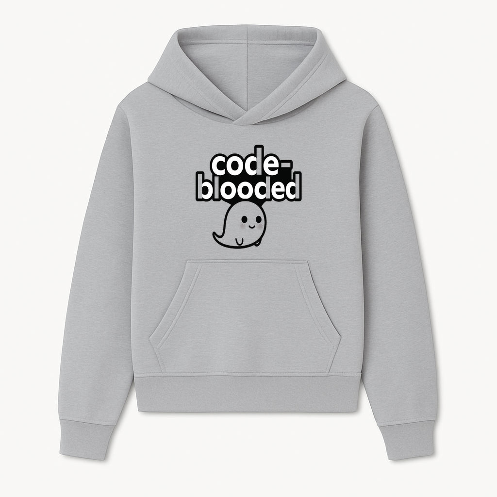 Cute Ghost Code-Blooded Graphic Tee for Programmers and Tech Lovers, Fun Gift for Coders, Halloween or Everyday Wear - Hoodie 1758004710677.jpg
