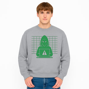 Cybersecurity Hacker Hoodie Design - Green Digital Illustration, Warning Alert, Tech Theme, Perfect for Tech Enthusiasts and Gamers - Sweatshirt 1758004711424.jpg