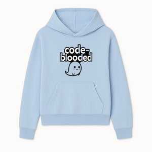 Cute Ghost Code-Blooded Graphic Tee for Programmers and Tech Lovers, Fun Gift for Coders, Halloween or Everyday Wear - Hoodie 1758004711659.jpg