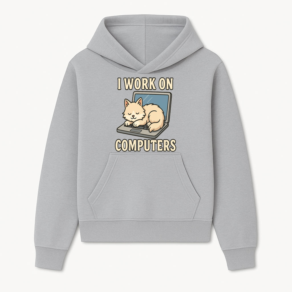 Funny Cat Gift - I Work on Computers Laptop Design - Cute Cat Lover's Work from Home T-Shirt or Mug - Hoodie 1758004713089.jpg