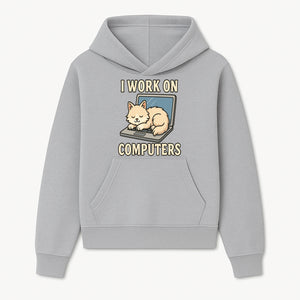 Funny Cat Gift - I Work on Computers Laptop Design - Cute Cat Lover's Work from Home T-Shirt or Mug - Hoodie 1758004713089.jpg