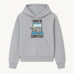 Funny Cat Working on Computers T-Shirt | Tech Humor Gift for Cat Lovers & Programmers - Hoodie 1758004713180.jpg