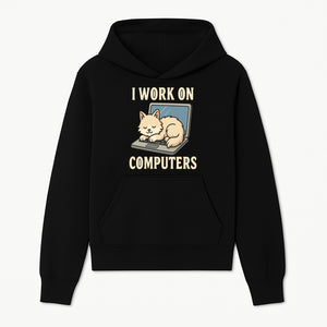Funny Cat Gift - I Work on Computers Laptop Design - Cute Cat Lover's Work from Home T-Shirt or Mug - Hoodie 1758004713223.jpg