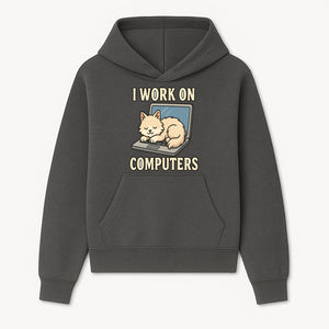 Funny Cat Gift - I Work on Computers Laptop Design - Cute Cat Lover's Work from Home T-Shirt or Mug - Hoodie 1758004713366.jpg
