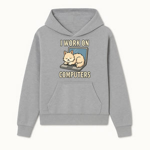 Funny Cat Gift - I Work on Computers Laptop Design - Cute Cat Lover's Work from Home T-Shirt or Mug - Hoodie 1758004713706.jpg