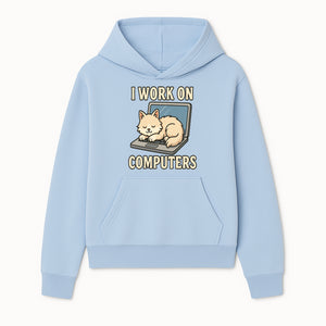 Funny Cat Gift - I Work on Computers Laptop Design - Cute Cat Lover's Work from Home T-Shirt or Mug - Hoodie 1758004713891.jpg