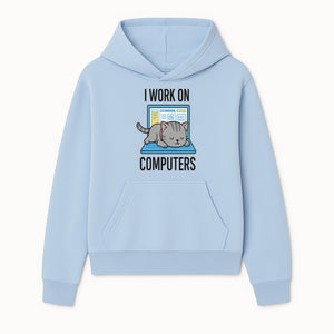 Funny Cat Working on Computers T-Shirt | Tech Humor Gift for Cat Lovers & Programmers - Hoodie 1758004714001.jpg