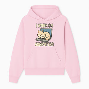 Funny Cat Gift - I Work on Computers Laptop Design - Cute Cat Lover's Work from Home T-Shirt or Mug - Hoodie 1758004714065.jpg