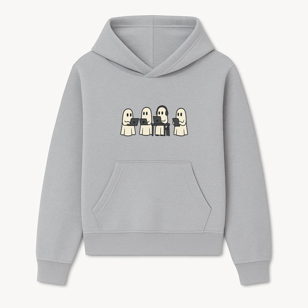 Funny Ghosts Working on Laptops Sticker | Cute Ghosts Tech Theme Desk Decor | Ideal for Halloween or Geek Culture Merch - Hoodie 1758004714172.jpg