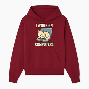 Funny Cat Gift - I Work on Computers Laptop Design - Cute Cat Lover's Work from Home T-Shirt or Mug - Hoodie 1758004714248.jpg