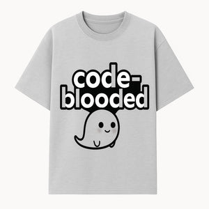 Cute Ghost Code-Blooded Graphic Tee for Programmers and Tech Lovers, Fun Gift for Coders, Halloween or Everyday Wear - T-shirt 1758004714263.jpg