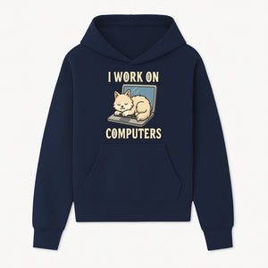 Funny Cat Gift - I Work on Computers Laptop Design - Cute Cat Lover's Work from Home T-Shirt or Mug - Hoodie 1758004714406.jpg