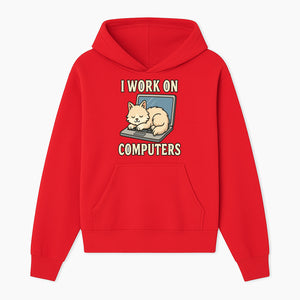 Funny Cat Gift - I Work on Computers Laptop Design - Cute Cat Lover's Work from Home T-Shirt or Mug - Hoodie 1758004714633.jpg