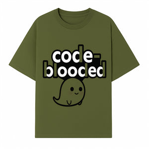 Cute Ghost Code-Blooded Graphic Tee for Programmers and Tech Lovers, Fun Gift for Coders, Halloween or Everyday Wear - T-shirt 1758004714770.jpg