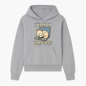 Funny Cat Gift - I Work on Computers Laptop Design - Cute Cat Lover's Work from Home T-Shirt or Mug - Hoodie 1758004714778.jpg