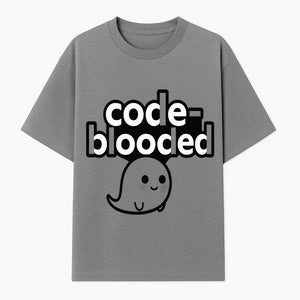 Cute Ghost Code-Blooded Graphic Tee for Programmers and Tech Lovers, Fun Gift for Coders, Halloween or Everyday Wear - T-shirt 1758004714932.jpg